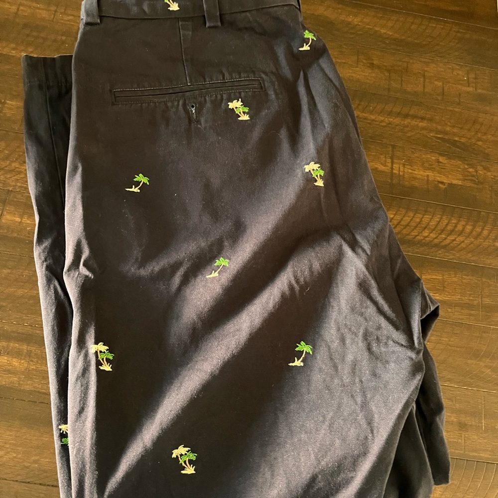 Black Palm Tree Embroidered Men's Pants